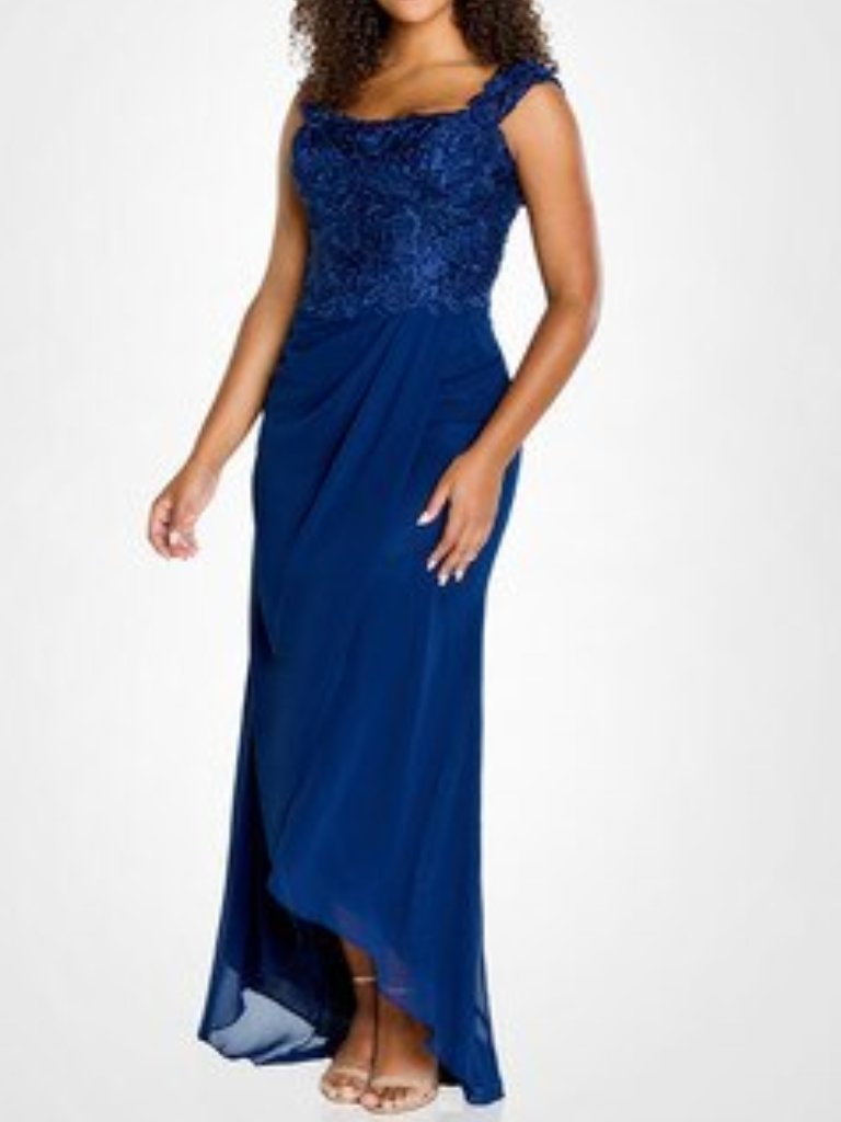 Nwt Montage By Mon Cheri 122905 Crepe Mother Of The Bride Dress Navy Size 14